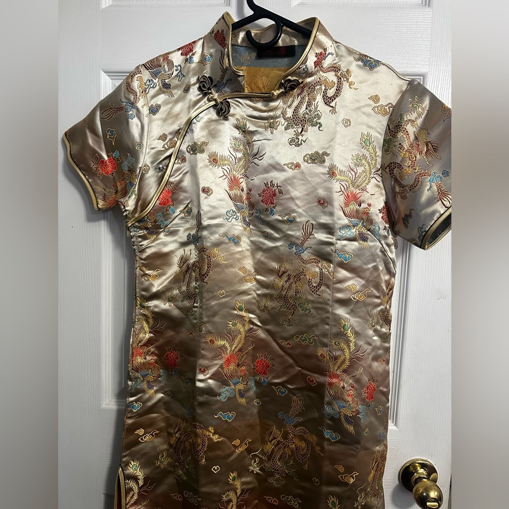 Laogudai Gold Silk Dragon dress